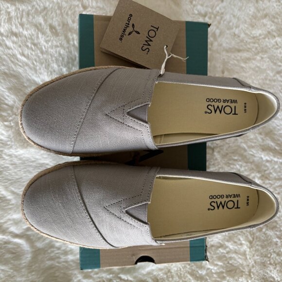 TOMS Women's Alpargata Rope Slip On Espadrille Drizzle Grey Size 6 NIB - Picture 3 of 4